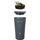 4rain Regenspeicher Azura 2in1 230 L grau mit Pflanzschale