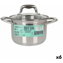 Quttin Topf mit Glasabdeckung Quttin Caesar Stahl ø 18 x 12,5 cm (6 Stück)
