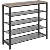 VASAGLE Schuhregal 4 Ebenen 100 cm x 30 cm x 92,5 cm Grau-Schwarz
