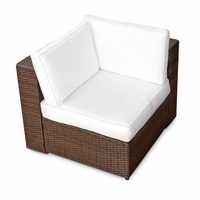 XINRO (1er Polyrattan Lounge Eck Sessel - Gartenmöbel Ecksessel Rattan - durch andere Polyrattan Lounge Gartenmöbel Elemente erweiterbar - In/Outdoor - handgeflochten - braun