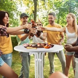 Tectake Stehtisch klappbar Ø80 cm Weiß