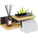 Wandhalterung Für Toilettenpapier – Aus Holz Oder Metall, Mit Oder Ohne Bohren – Schwarzer Bambus-wc-rollenspender