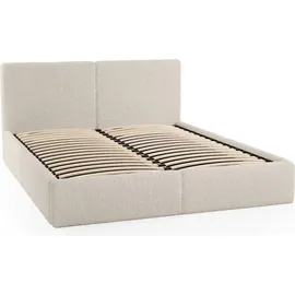 FEDVE Polsterbett Doppelbett Riberia Slim Bett mit Bettkasten 180x200 - Beige