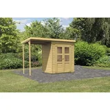 Gartenhaus Karibu Klosterburg 2 mit Schleppdach 328 x 142 cm natur
