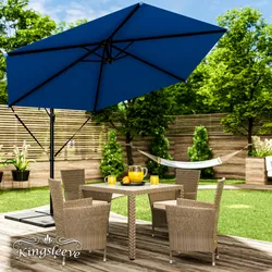 Kingsleeve Sonnenschirm Ø 330cm blau mit UV-Schutz 50+ wasserabweisend Ampelschirm