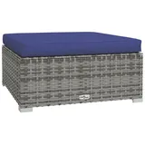 vidaXL Gartenhocker mit Kissen Grau 70x70x30 cm Poly Rattan