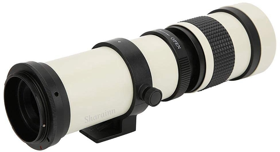 Teleskopobjektiv, weiß mit 420-800MM Super-Telezoom F/8.3-16 Manuelles Fokussieren Teleobjektiv für Canon EOS 100D/200D/250D/350D/400D/650D/800D/1000D/1100D/1300D/2000D/4000D, Telezoomobjektiv
