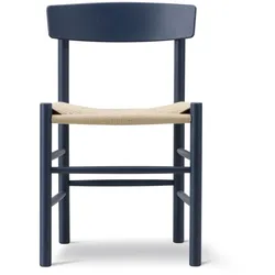 Fredericia J39 Mogensen Stuhl, buche indigo blue / sitz schnurgeflecht natur