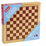 JeuJura – Brett für Dame- und Schachspiele – Gesellschaftsspiele – Holzfiguren – 32 für Schach und 40 für Dame – Holzkiste – Ab 5 Jahren 8133
