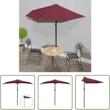 The Living Store Balkon-Sonnenschirm Alu-Mast Bordeauxrot 270x144x222cm Halbrund - Balkonschirm - Halbmondschirms - Sonnenschutz - Gartensorgen
