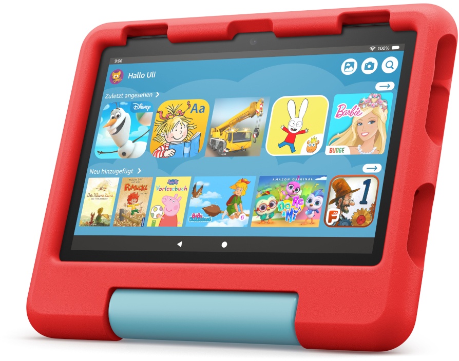 Amazon Fire HD 8 Kids-Tablet, 8-Zoll-HD-Display, 32GB 2022 für Kinder von 3 bis 7 Jahre, 2 Jahre Sorglos-Garantie, kindgerechte Hülle, Rot