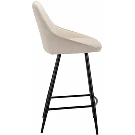 vente-unique Vente-unique-Barhocker 2er-Set - Cord & schwarzes Metall - Cremefarben - MASURIE