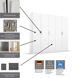 Rauch Drehtürenschrank RAUCH "Kleiderschrank Schrank Garderobe Ankleide KOLUNA mit Dekor-Front", weiß (alpinweiß), B:181cm H:210cm T:54cm, Holzwerkstoff, Schränke, Drehtürenschrank, mit Spiegel, inkl. 2 Innenschubladen sowie extra Böden