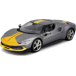 Bburago 18-16017 - Modellauto - Ferrari 296GTB Assetto Fiorano (grau/gelb, Maßstab 1:18)