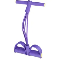 Relaxdays Multi Expander, verstellbare Pedale, Griffstück, multifunktional, Widerstandsband für Fitnesstraining, lila, 1 Stück