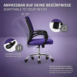 ML-Design Bürostuhl ergonomisch, Lila, Höhenverstellbarer Schreibtischstuhl mit Armlehnen, Computerstuhl mit atmungsaktiver Netzbespannung,