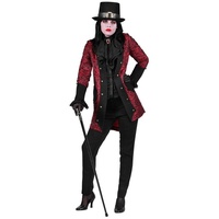 thetru Kostüm Paisley Damenmantel rot, Damen-Gehrock für Steampunk, Gothic und Vampire rot XL