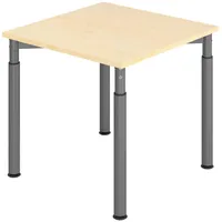 Bümö Schreibtisch Ahorn, Graphit, Nachbildung,Ahorn, Quadratisch, 80x74x80 cm, FSC
