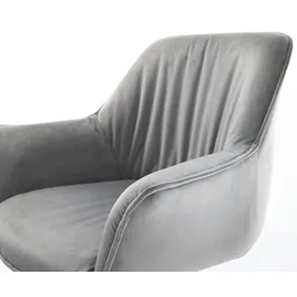 DeLife Esszimmerstuhl Keila-Flex mit Armlehnen Samt Grau Kreuzgestell kantig Edelstahl, Esszimmerstühle