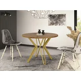 Runder Tisch für das Esszimmer - 100 oder 120 cm Durchmesser - Ausziehbarer Tisch mit Pulverbeschichteten Goldenen Metallbeinen - Industriestil - ... - Braun/Dunkelbraun