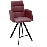 58 aufm Kessel Esszimmerstuhl Thekenstuhl drehbar (2er-Set) Devonna 52x109x60 Schwarz/Espresso (Lieferung bis Verwendungsstelle, 6 St), Stabiles Gestell aus Metall pflegeleichter Bezug aus Microfaser lila