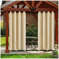 Qelus Vorhang Outdoor Wetterfest B254xH213CM, Wasserdicht Outdoorvorhänge mit Ösen,