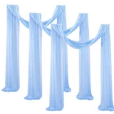 Surwin Hochzeit Vorhang Hochzeitsbogen, 3 Stücke Chiffon Stoff Querbehang Deko Gardinen Vorhang Tüll Vorhänge Hochzeitsbögen für Fotografie Party Hochzeit Zeremonie (Blau,75x600cm(20FT))