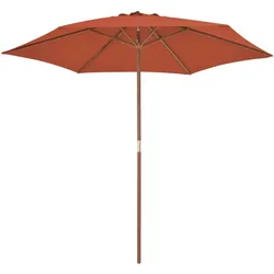 vidaXL Sonnenschirm mit Holz-Mast 270 cm Terrakotta