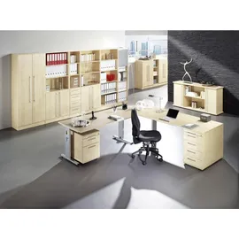 Hammerbacher Schreibtisch O-Serie 160 cm Ahorn / silber