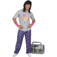 W WIDMANN MILANO Party Fashion - 80er Jahre Outfit Herren, T-Shirt & weite Hose mit Print, Kostüm-Set für Karneval & Party