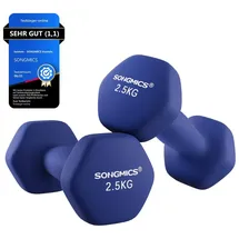 Songmics Kurzhantel 2er Set 2,5 kg rutschfest blau