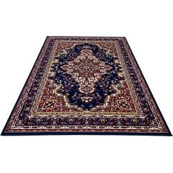 affaire Teppich »Oriental«, rechteckig, Orient-Optik, mit Bordüre, Teppich, Kurzflor, Weich, Pflegeleicht, 69865147-4 dunkelblau 7 mm