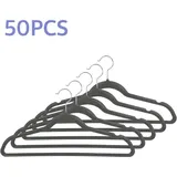 50er set Kleiderbügel Samt Bügel Hosenbügel Garderobenbügel grau 44×23cm