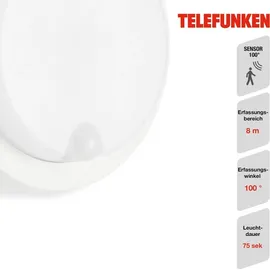 Telefunken LED Außenwandleuchte, Außenwandlampe inkl. Bewegungsmelder, inkl. Dämmerungssensor, 12 Watt, 1.150 Lumen, 4.000 Kelvin, IP44, Weiß,