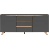 byLIVING Sideboard VALENTIN, Breite 180, cm, anthrazit/Artisan Eiche