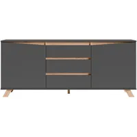 byLIVING Sideboard VALENTIN, Breite 180, cm, anthrazit/Artisan Eiche