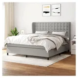 Lattenrost mit Matratze, hellgrau, 160 x 200 cm, Stoff, Plattformbett, mit Lattenhalter, einfache Montage für Schlafzimmer, Erwachsene