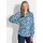 GOLDNER Moderne Rüschenbluse mit Stehkragen Blau 40