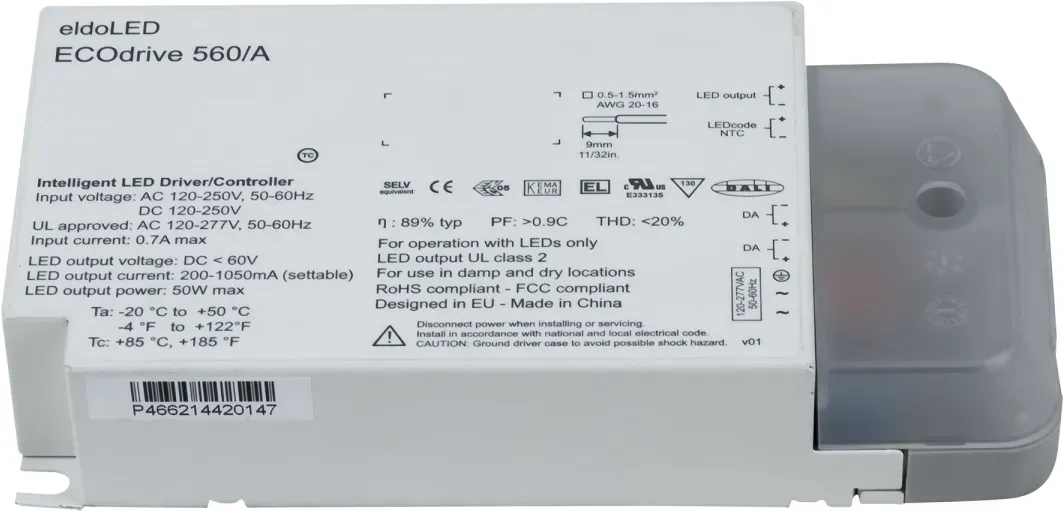 EldoLED ECOdrive 560/A - AC - 50 W Constant Current eldoLED ECO560 A DALI 1 Ausgang