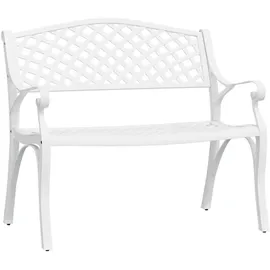 vidaXL Gartenbank 102 cm Aluminiumguss Weiß
