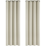 Deconovo Ösengardine Blickdicht Gardinen Thermo für Büro, 183x132cm(HöhexBreite), Hellbeige, 2er Set