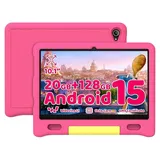 Kinder-Tablet 10'' Octa Core 20 GB RAM 128 GB ROM Android 15 Kindersicherung Blau - Rosa