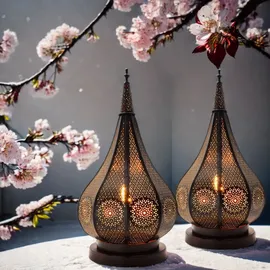 Marrakesch Orient & Mediterran Interior 2er Set Orientalische Laterne Windlicht Garten Deko Ezana schwarz