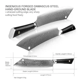 Muxel Extra großes Kochmesser mit gebogener Klinge, scharf, langlebig Ein Allzweckmesser