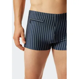 SCHIESSER Badeshorts "Nautical Casual", Herren, Gr. 6, N-Gr, blau (801, admiral), Gewirkt, Baumwolle, Elasthan, gestreift, Badehosen Badeshorts, Innenslip, kleine Tasche mit RV, gestreift
