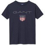 GANT T-Shirt - Teen Boys SHIELD Logo, Kurzarm, Rundhals, Baumwolle, uni Dunkelblau 158/164