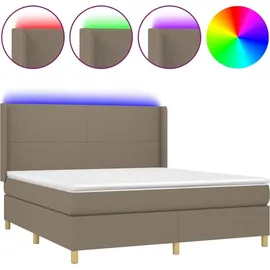 vidaXL Boxspringbett mit Matratze & LED Taupe 180x200 cm Stoff