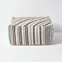 Homescapes Sitzwürfel Pouf Baumwolle 60 x 60 cm Grau/Weiß