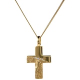 HOPLO Kreuzanhänger Anhänger Kreuz mit massiver Goldkette 1,1 mm 333-8 Karat Gold, Made in Germany 36 cm