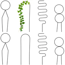 Relaxdays Rankhilfe 8tlg. Set, Kletterhilfe Metall, geometrische Formen, Topf- & Zimmerpflanzen, Pflanzenstütze, schwarz